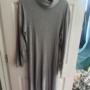 Tommy Hilfiger Silver Long Sleeve Turtleneck Dress